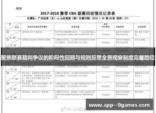 聚焦联赛裁判争议的阶段性回顾与规则反思全景观察制度完善路径